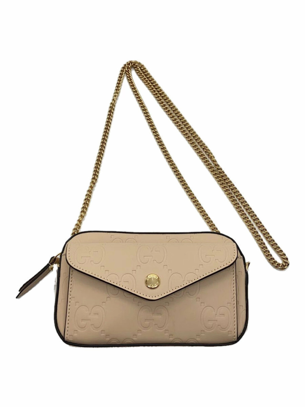 Gucci beige Pink Jumbo GG embossed Chain Crossbody Bag